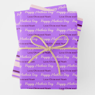 Happy Mother's Day Script Pale Purple Giver's Name Wrapping Paper Sheets