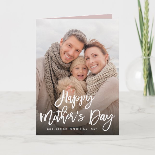 Happy Mother's Day Script Photo Greeting Card (Front)