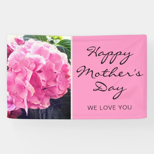 Happy Mothers Day Script Pink Floral We Love You Banner