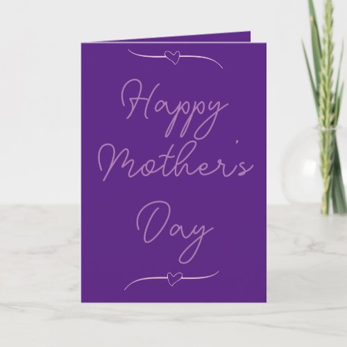 Happy Mothers Day Script Purple and Pink Hearts Card
