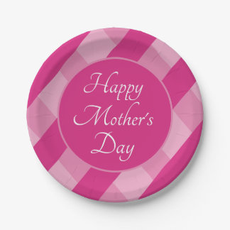 Happy Mother's Day Shades of Pink Stripes Simple Paper Plates
