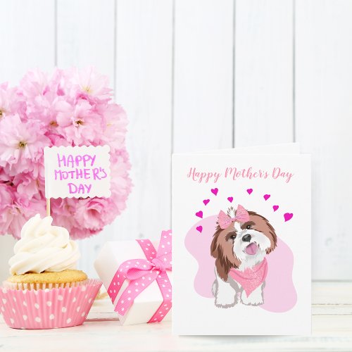 Happy Mothers Day Shih_Tzu With Hearts Card
