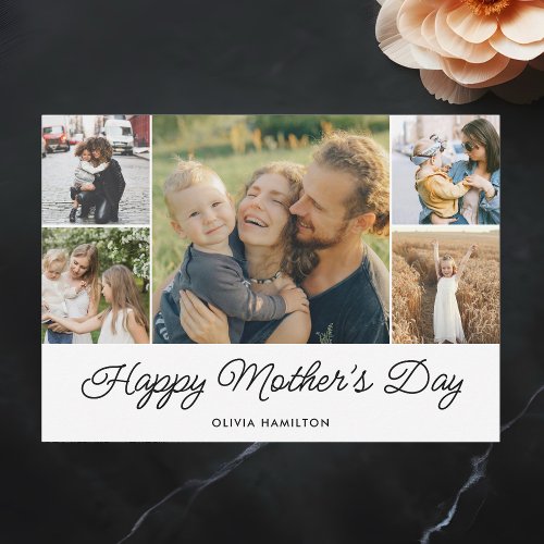 Happy Mothers Day Simple Elegant Photo Holiday Card