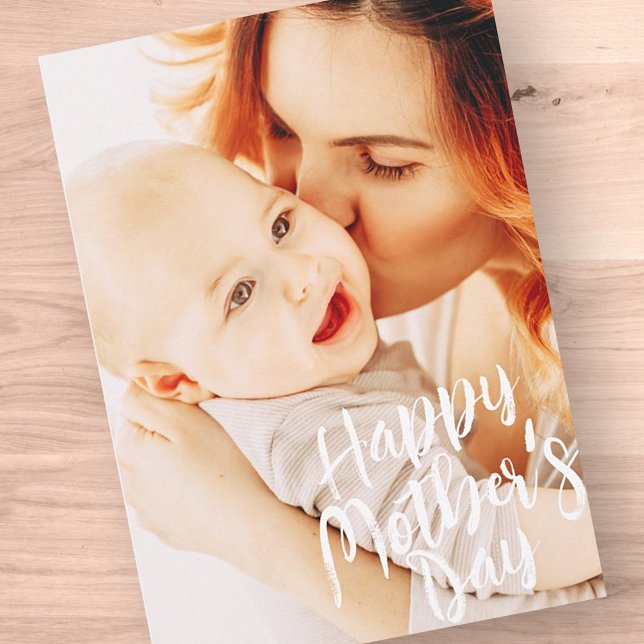Happy Mother's Day Simple Modern Custom Photo Holiday Card (Creator Uploaded)