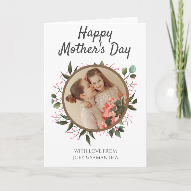 Happy Mothers Day | Simple Modern Script 1 Photo  Card (Front)