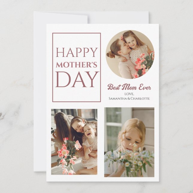 Happy Mothers Day | Simple Modern Script Photo Holiday Card (Front)