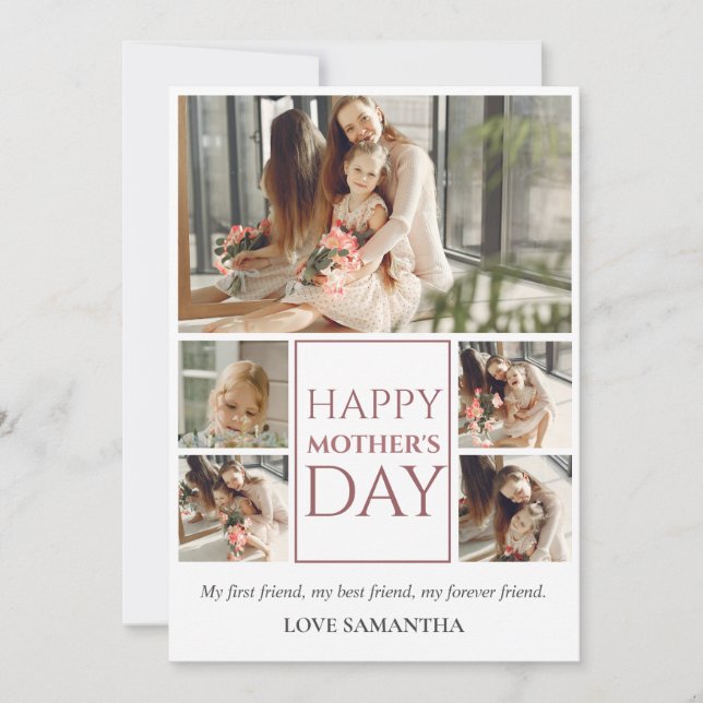 Happy Mothers Day | Simple Modern Script Photo Holiday Card (Front)