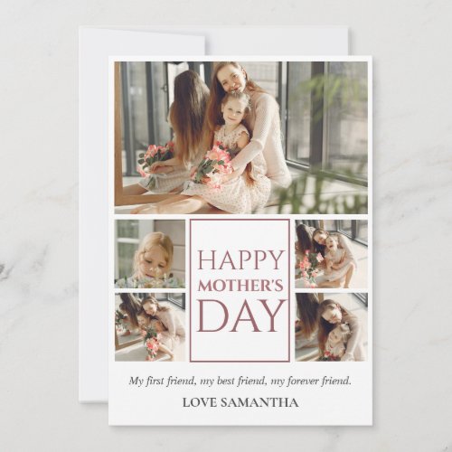 Happy Mothers Day  Simple Modern Script Photo Holiday Card