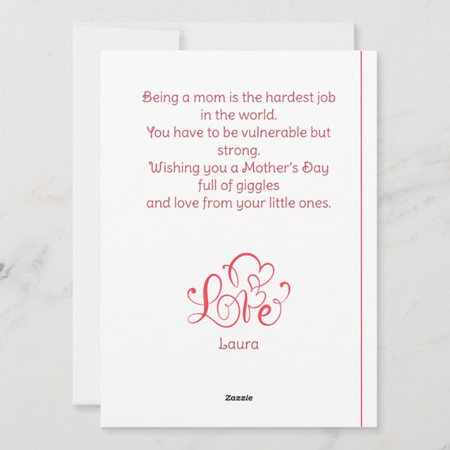 Happy Mother's day simple sweet mom & baby photo  Holiday Card (Back)