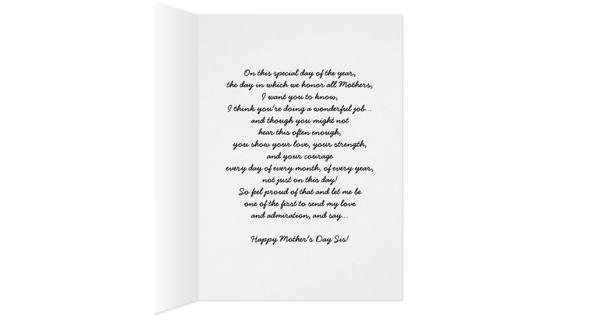 Happy Mother's Day-SISTER! Card | Zazzle