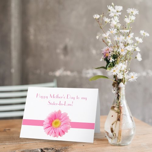 Happy Mothers Day Sister_In_Law Pink Daisy Holiday Card