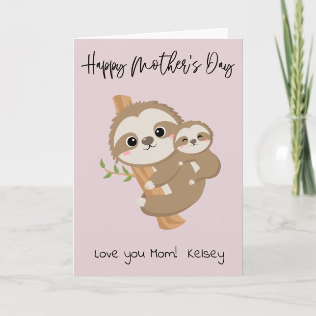 Happy Mother's Day Sloth Customized Card (Front)