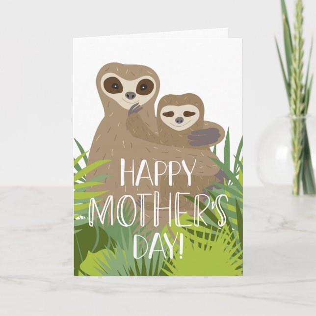 Happy Mother's Day Sloth Mom and Baby Card (Front)