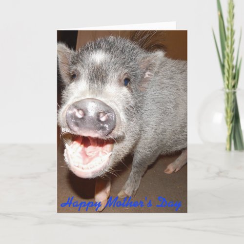 Happy Mothers Day Smiling Pig Card