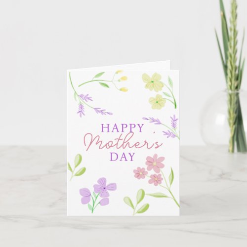 Happy Mothers Day Soft Floral Watercolor Pastel Card
