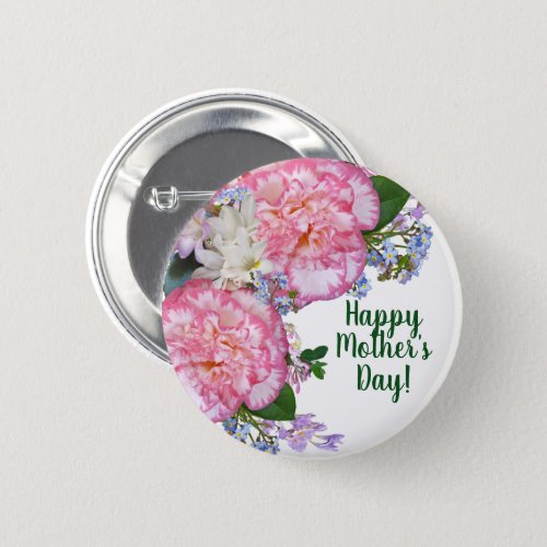Happy Mothers Day Spring Floral Button
