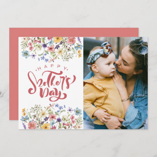 Happy Mothers Day Spring Floral Mom Photo Message Holiday Card
