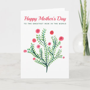 Happy Mothers Day Spring Flower Watercolor Card