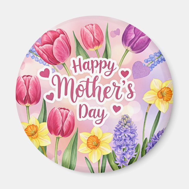 Happy Mother's Day, spring flowers, Magnet (Front)