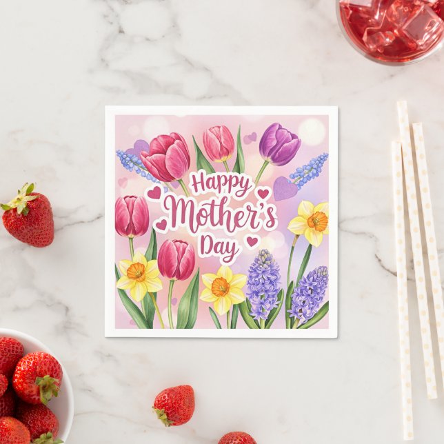 Happy Mother's Day, spring flowers, Napkins (Insitu)