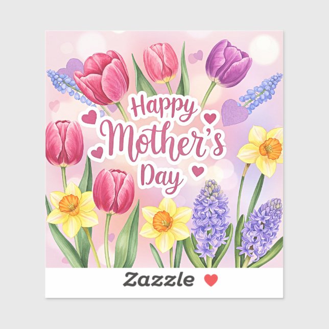 Happy Mother's Day, spring flowers, Sticker (Sheet)