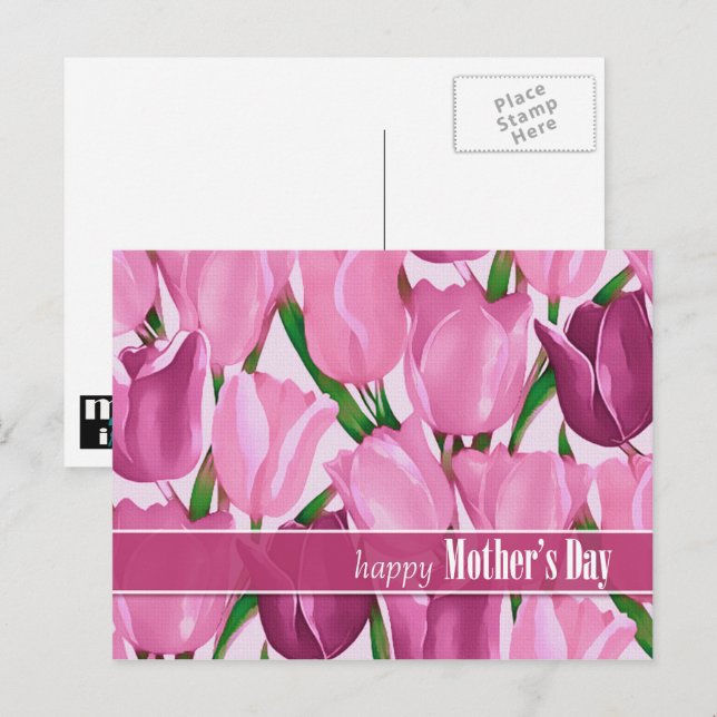 Happy Mother's Day. Spring Tulips Painting  Postcard (Front/Back)