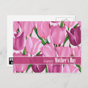 Happy Mother's Day. Spring Tulips Painting  Postcard