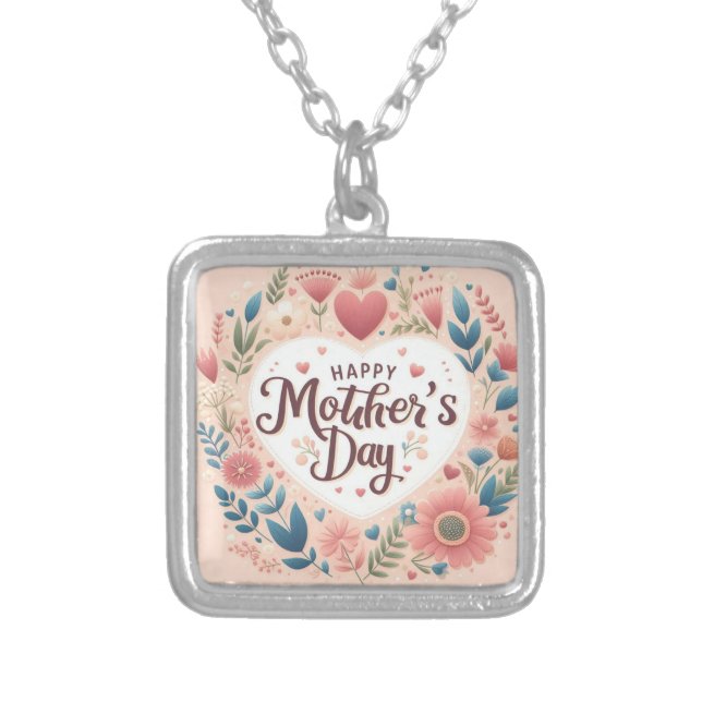 Happy Mother's Day Square Necklace (Front)