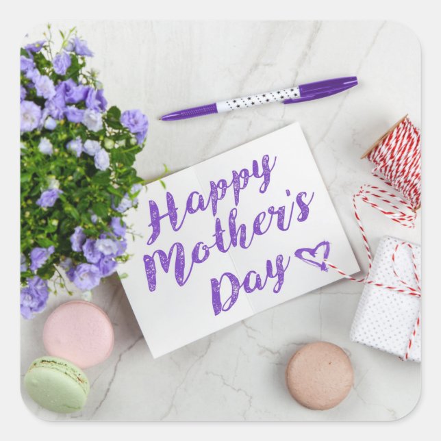 HAPPY MOTHER'S DAY SQUARE STICKER (Front)