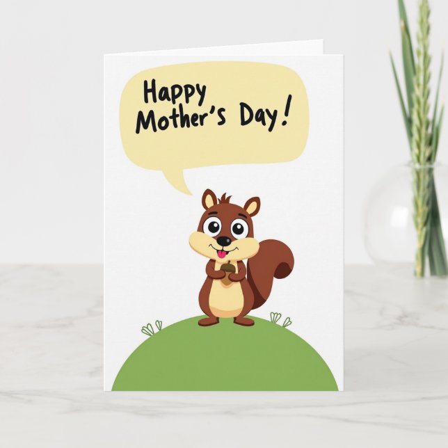 Happy Mothers Day Squirrel Card (Front)