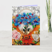 Happy Mother's Day Stained Glass Flowers in Vase C