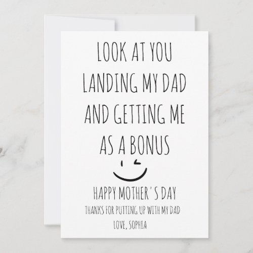 Happy Mothers day Step mom Thank You Card