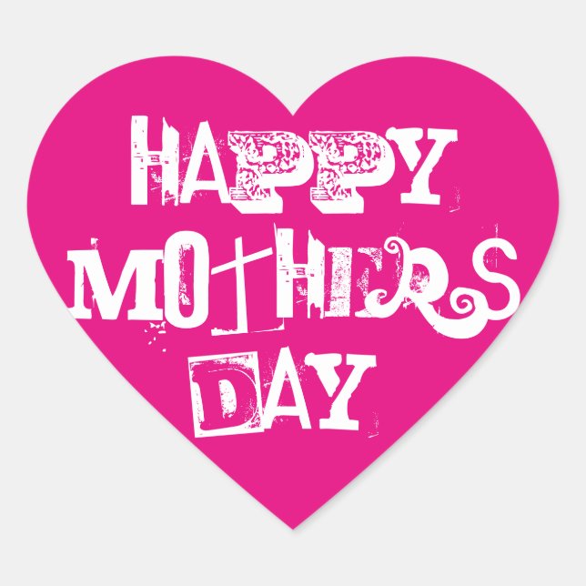 Happy Mother's Day! Sticker Pink White Heart (Front)