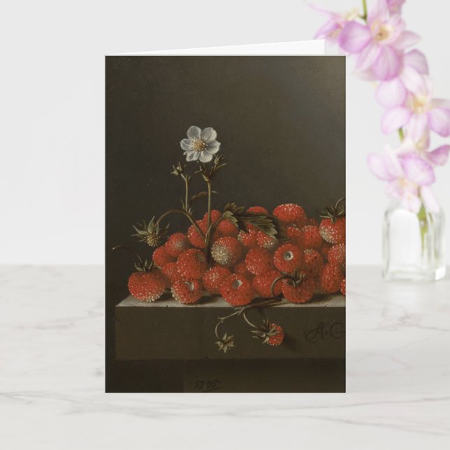 Happy Mother's Day Still life w. Wild Strawberries Card (Orchid)