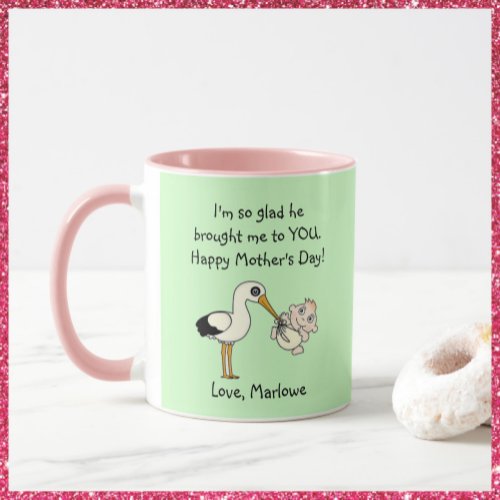 Happy Mothers Day Stork and Baby Mug