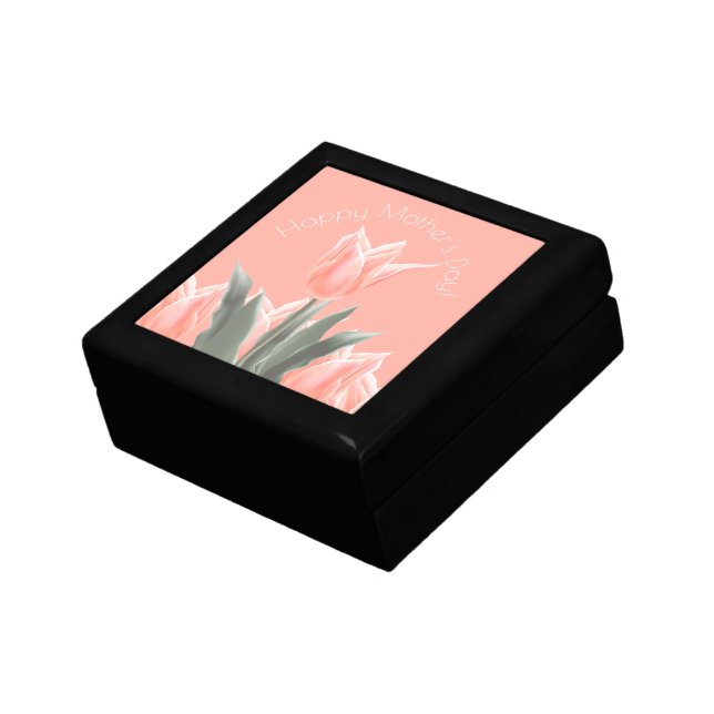Happy Mother's Day! Stylish Peach Tulips Flowers Gift Box (Side)