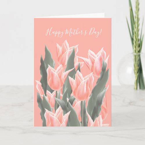 Happy Mothers Day Stylish Peach Tulips Flowers Invitation