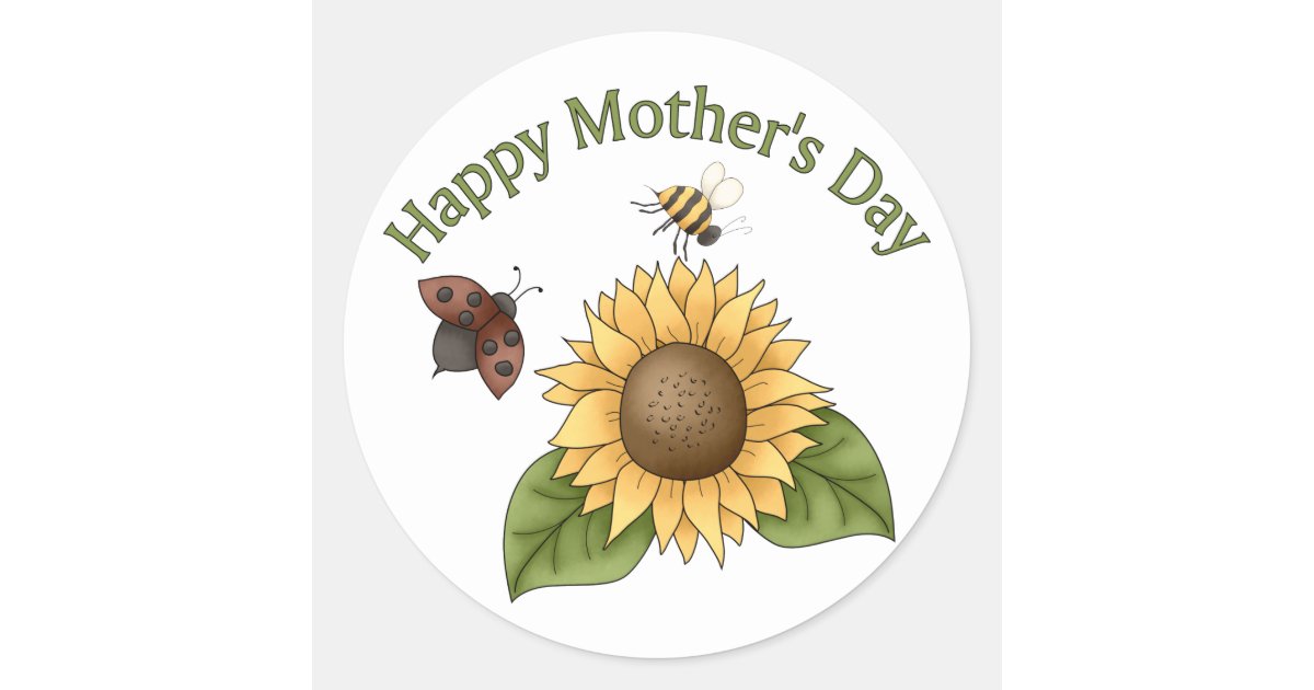 Happy Mothers Day Sunflower Butterfly Bee Classic Round Sticker Zazzle Com Happy Mothers Day Sunflower Butterfly Bee Classic Round Sticker Zazzle Com
