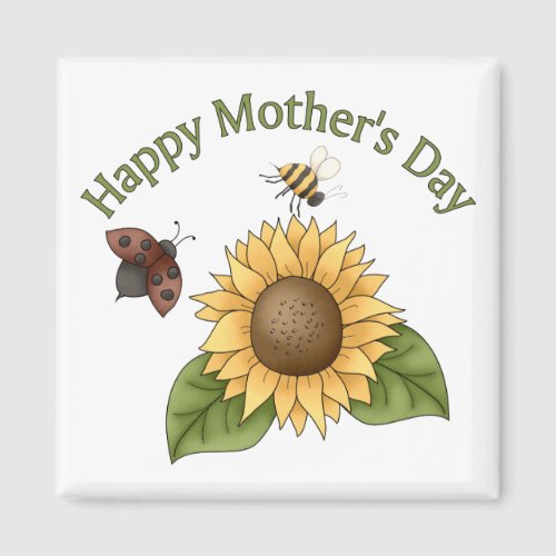 happy Mothers Day Sunflower Butterfly Bee Magnet