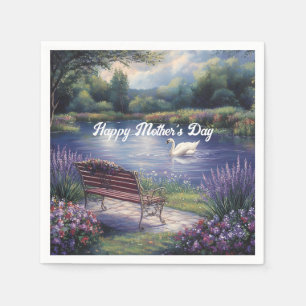 Happy Mother's Day Swan Bench Lake Napkins