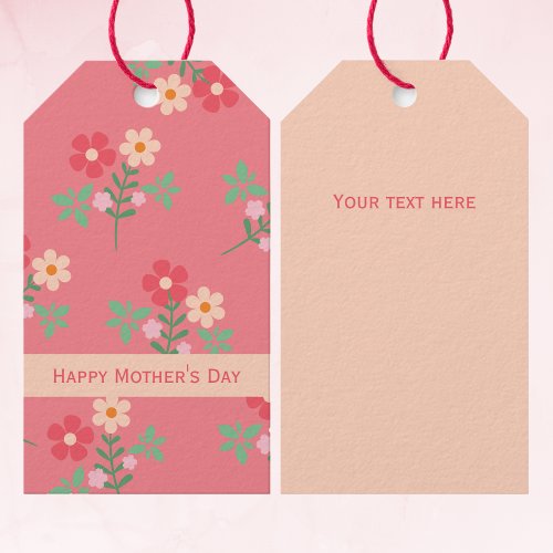 Happy Mothers Day Sweet Pink Daisy Bouquet Retro  Gift Tags