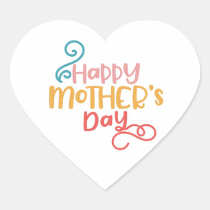 Happy Mothers Day Swirl Amazing gift for mom Heart Sticker
