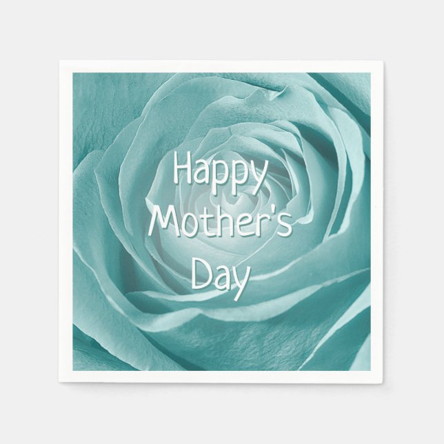 Happy Mother's Day Teal Rose Abstract Photography Napkins (Front)