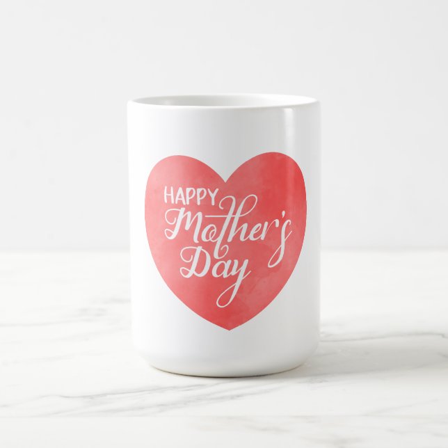 Happy mother's day text, pink heart mom coffee mug (Center)