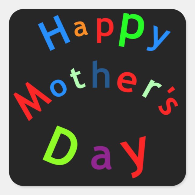 Happy Mothers Day Text Square Sticker (Front)
