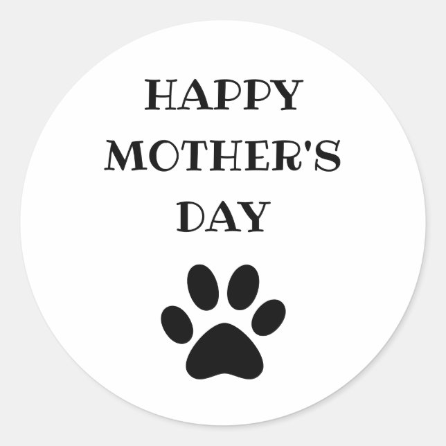 Happy Mother's Day Text World's Greatest Dog Mom Classic Round Sticker (Front)