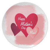 Happy Mother's Day Three Heart Toned and Scratched Dinner Plate (Front)