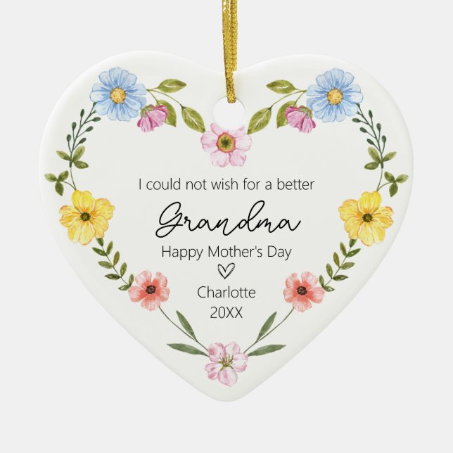 Happy Mother's Day to Grandma Ceramic Ornament (Front)