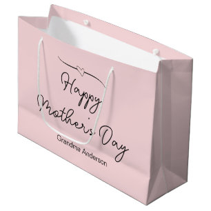 Happy Mother's Day to Grandma Name Pale Pink Large Gift Bag