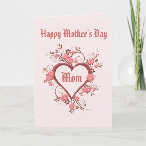 Happy Mothers Day to Mom Beautiful Heart Frame Holiday Card